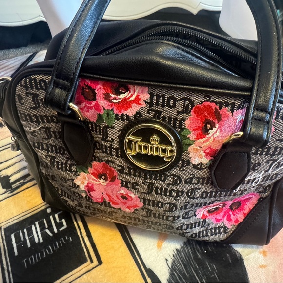 Juicy couture black gray with flowers purse/ handbag - Picture 6 of 16